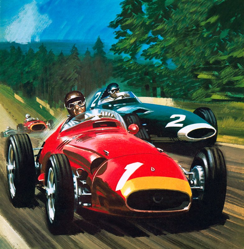 Juan Manuel Fangio (litografia) autorstwa Wilf (20th century) Hardy