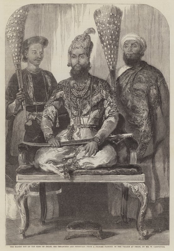 Najstarszy syn króla Delhi, jego skarbnik i lekarz. autorstwa William Carpenter