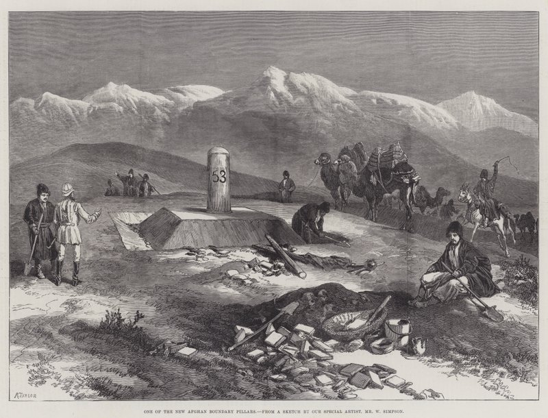 Jeden z nowych filarów granicznych Afganistanu autorstwa William Crimea Simpson