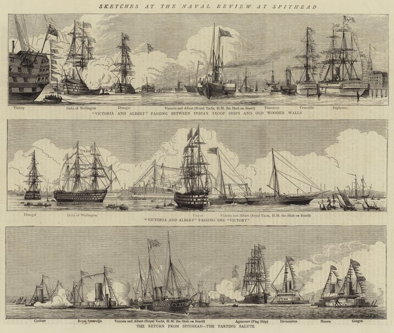 Szkice z przeglądu marynarki wojennej w Spithead autorstwa William Edward Atkins