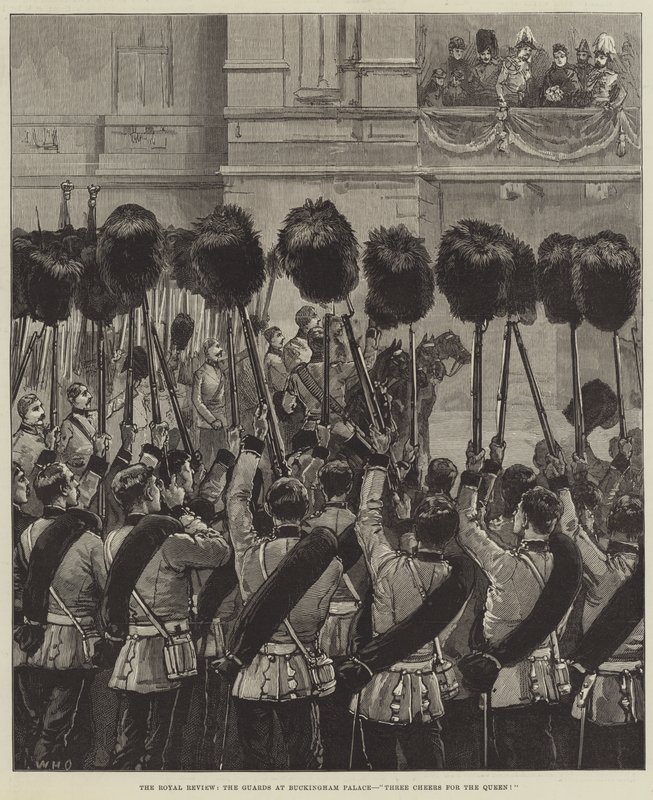 The Royal Review, Strażnicy w Pałacu Buckingham, Trzy pozdrowienia dla królowej! autorstwa William Heysham Overend