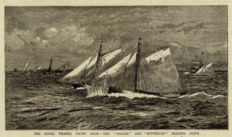 Royal Thames Yacht Race, pokonując Maggie i Jaskier autorstwa William Lionel Wyllie