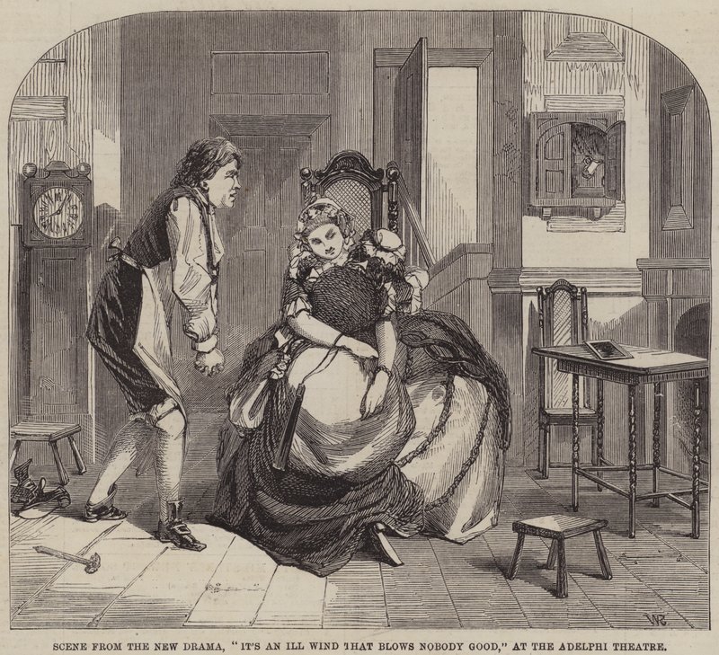 Scena z nowego dramatu, To zły wiatr, który nie wieje nikomu na dobre, w teatrze Adelphi autorstwa William Ralston