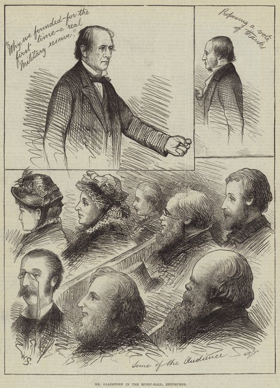 Pan Gladstone w Music-Hall w Edynburgu autorstwa William Small