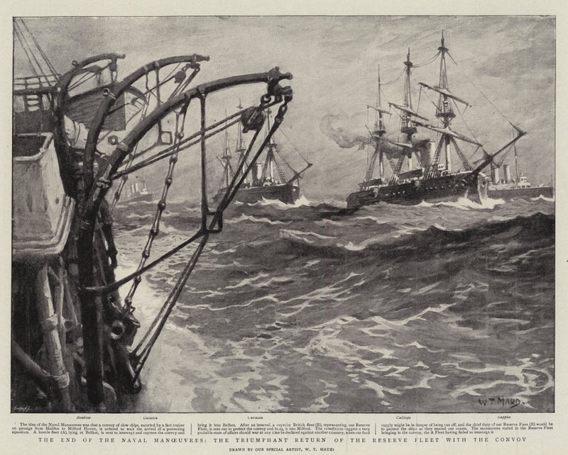 Koniec manewrów morskich, triumfalny powrót floty rezerwowej z konwojem autorstwa William T. Maud
