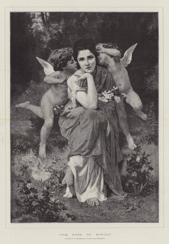 Pieśń wiosny na wystawie w Paryżu autorstwa William Adolphe Bouguereau