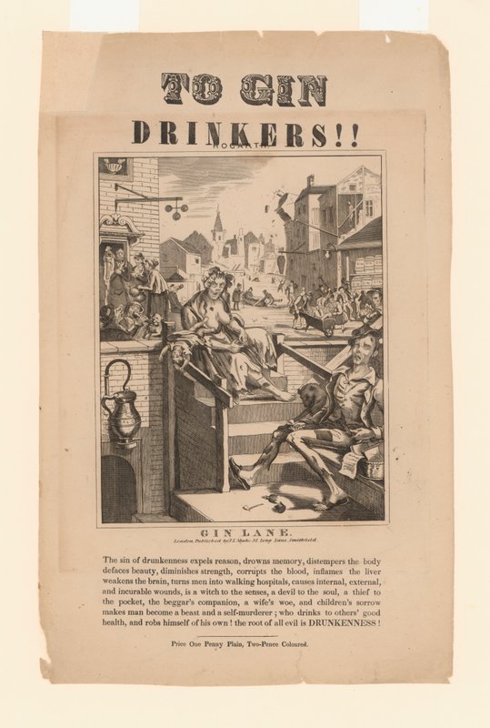 Ostrzeżenie dla osób pijących gin (lito) autorstwa William (after) Hogarth