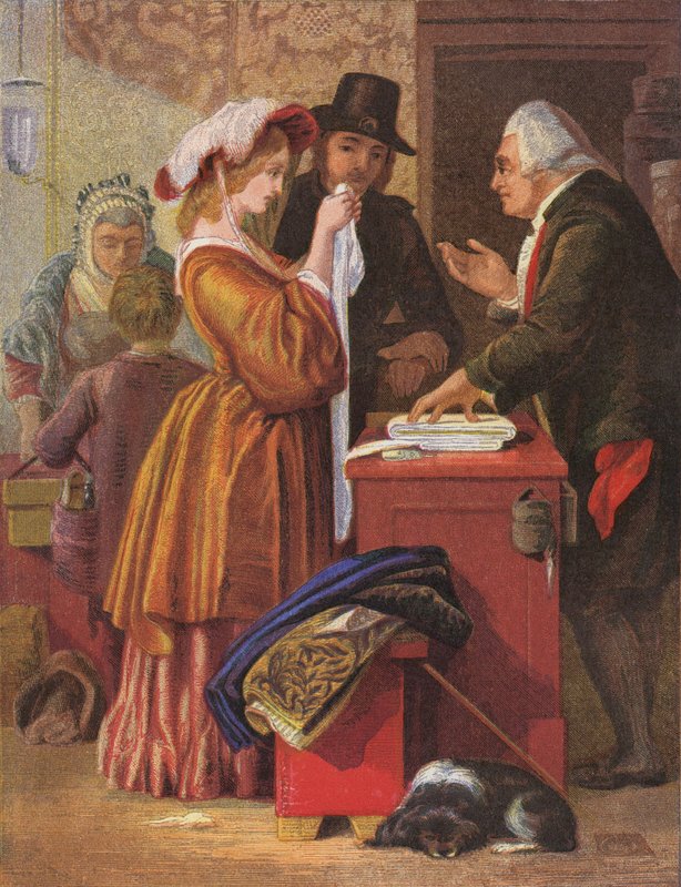 Wybór sukni ślubnej (druk kolorowy) autorstwa William (after) Mulready