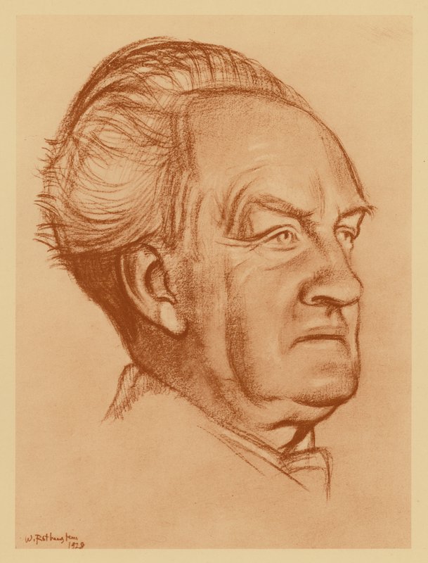 Portret Gerharta Hauptmanna (litografia) autorstwa William (after) Rothenstein