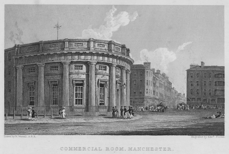 Sala handlowa, Manchester (grawerowanie) autorstwa William (after) Westall