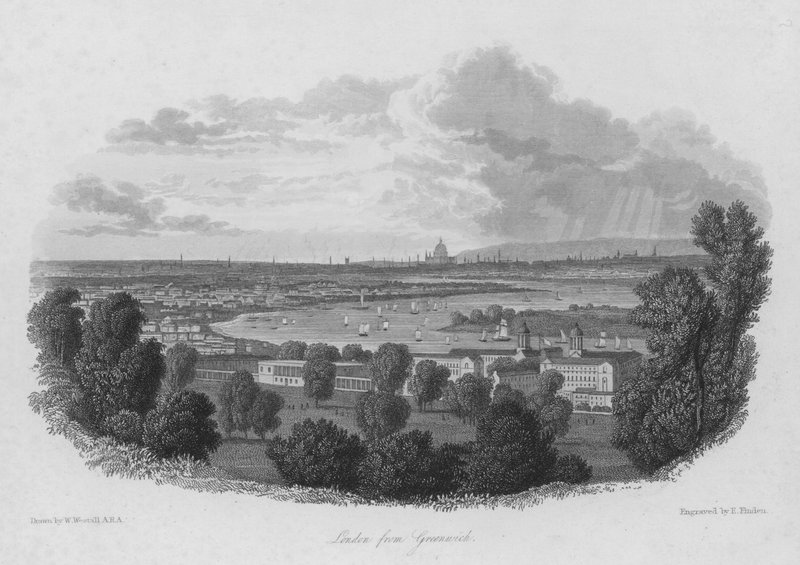 Londyn z Greenwich (grawerowanie) autorstwa William (after) Westall