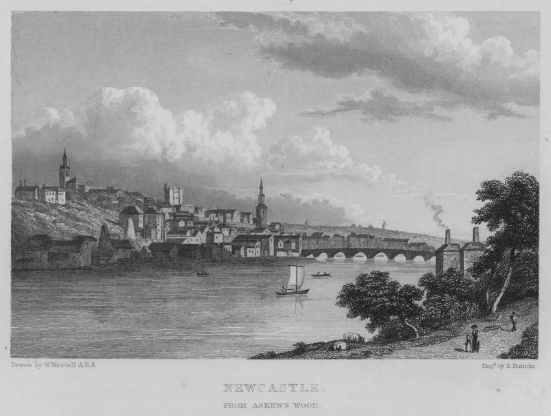 Newcastle, z Lasu Askew (grawerowanie) autorstwa William (after) Westall