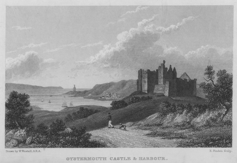 Zamek i port Oystermouth (rycina) autorstwa William (after) Westall