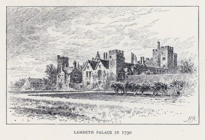 Pałac Lambeth w 1790 r. (grafika) autorstwa William Alexander Ansted