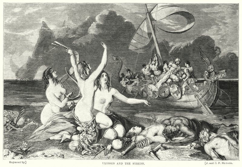 Ulisses i Syreny (rycina) autorstwa William Ellis