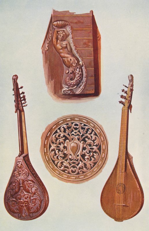 Instrumenty muzyczne: Cetera (litografia kolorowa) autorstwa William Gibb