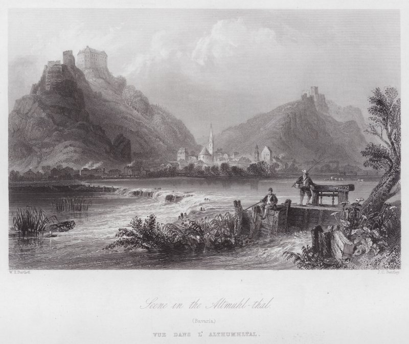 Scena w Altmuhl-thal, Bawaria (grafika) autorstwa William H. Bartlett