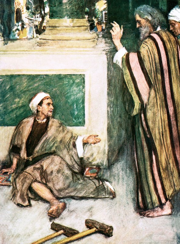 Piotr i Jan uzdrawiają chromego autorstwa William Hatherell