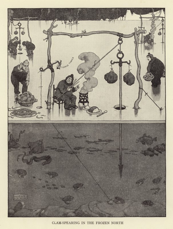 Przebijanie małży na mroźnej północy autorstwa William Heath Robinson