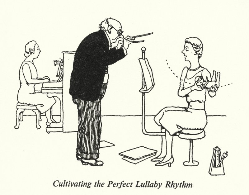 Kultywowanie idealnego rytmu kołysanki (litografia) autorstwa William Heath Robinson