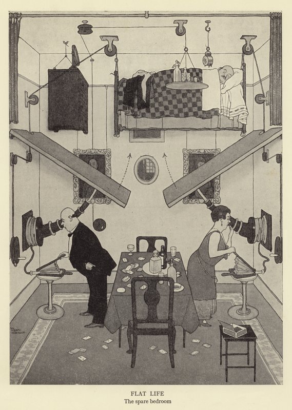 Płaskie życie, zapasowa sypialnia lito autorstwa William Heath Robinson