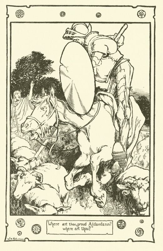 Ilustracja do Don Kichota (lito) autorstwa William Heath Robinson