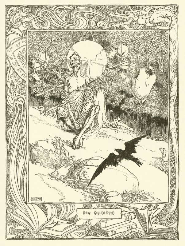 Ilustracja do Don Kichota (lito) autorstwa William Heath Robinson