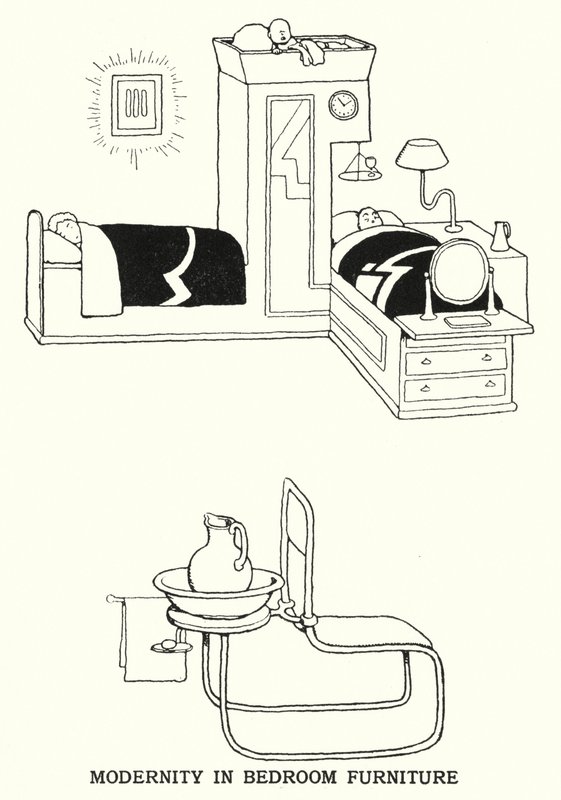 Nowoczesność w meblach do sypialni (lito) autorstwa William Heath Robinson