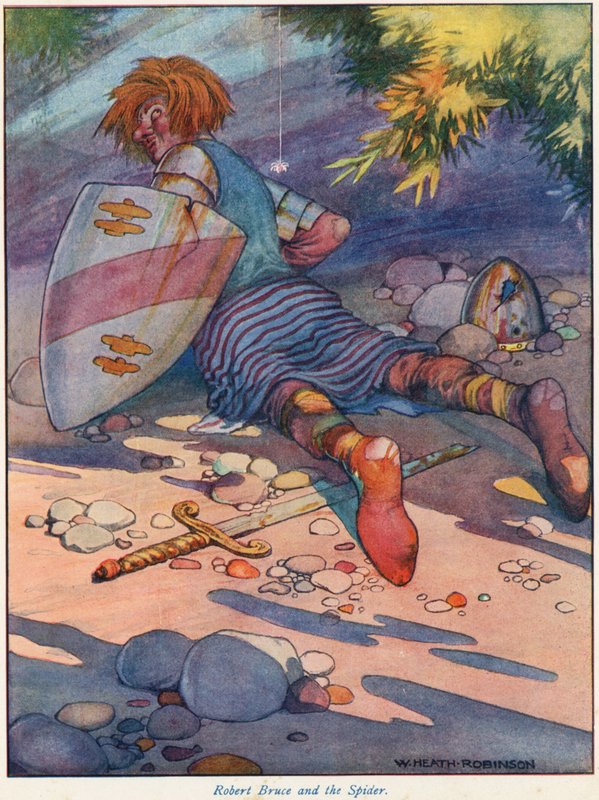 Robert Bruce i Pająk autorstwa William Heath Robinson