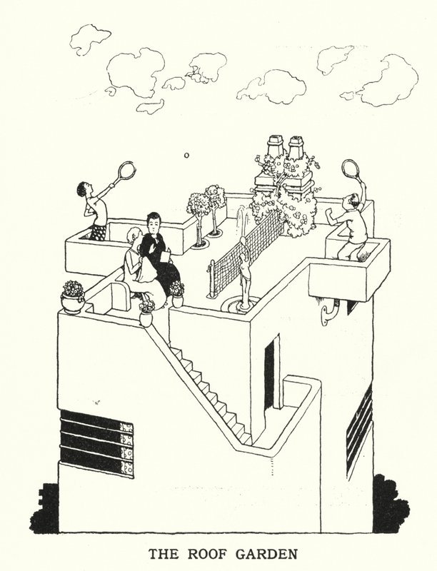 Ogród na dachu (lito) autorstwa William Heath Robinson