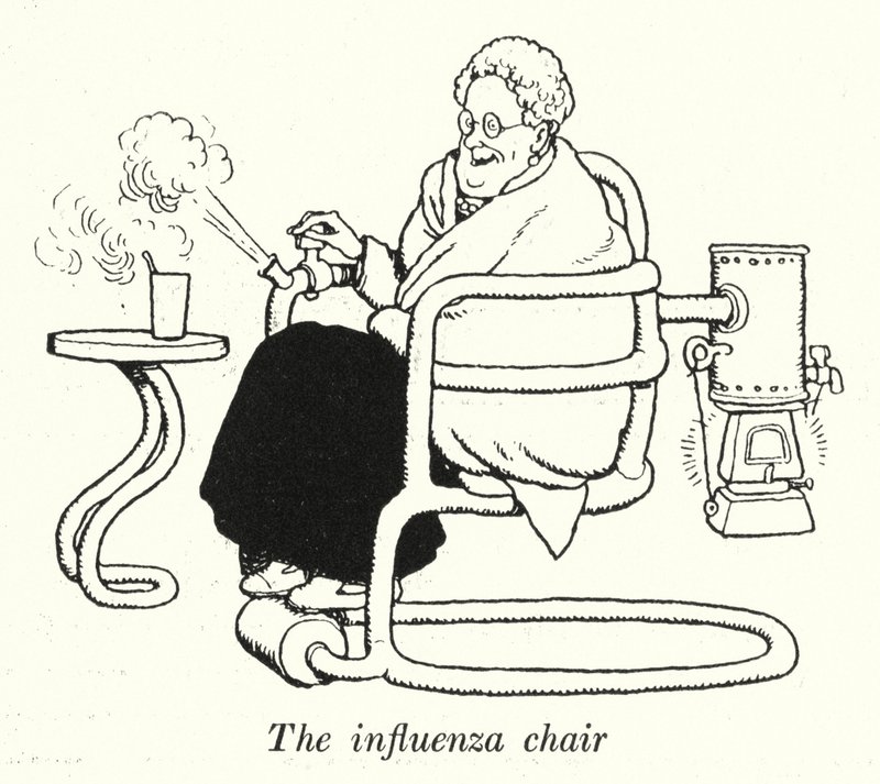 Krzesło do grypy (lito) autorstwa William Heath Robinson