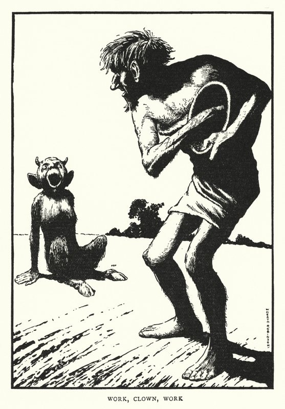Praca, klaun, praca (lito) autorstwa William Heath Robinson