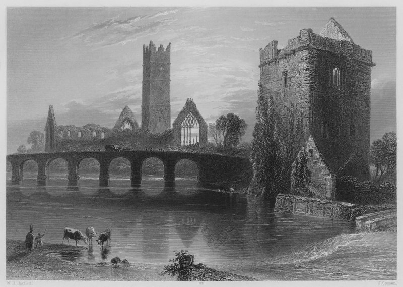 Opactwo Clare, Galway (grafika) autorstwa William Henry (after) Bartlett
