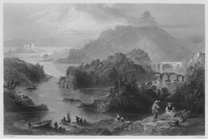 Most Cromwella, Glengarriff (grawerowanie) autorstwa William Henry (after) Bartlett