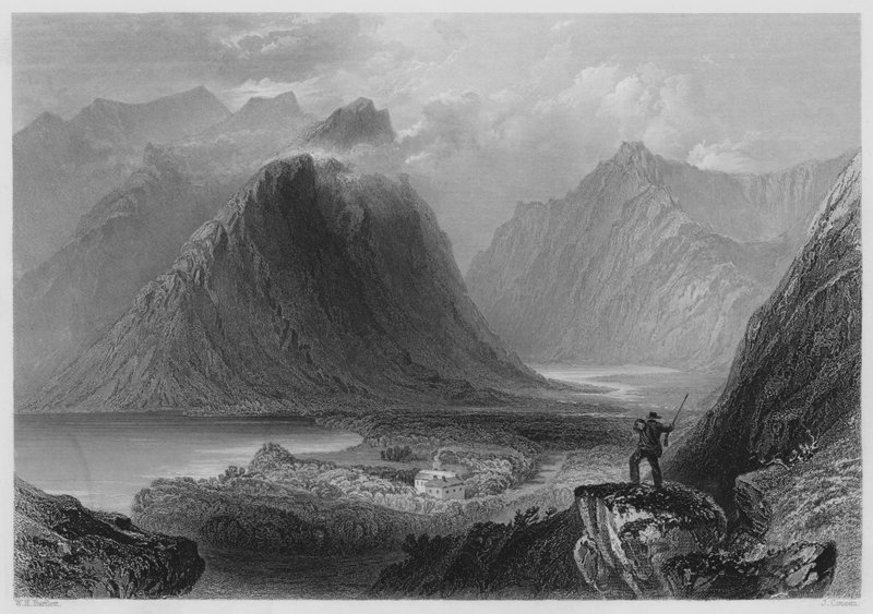 Delphi Lodge, Connemara (grawerowanie) autorstwa William Henry (after) Bartlett