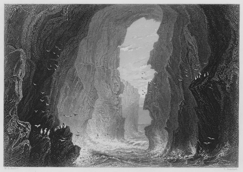 Jaskinia Dunkerry, hrabstwo Antrim (rycina) autorstwa William Henry (after) Bartlett