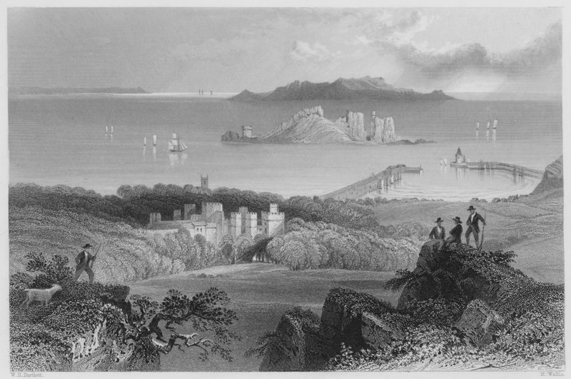 Zamek Howth (grawerowanie) autorstwa William Henry (after) Bartlett
