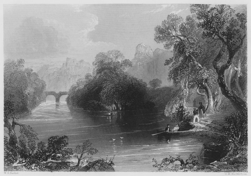 Old Weir Bridge, Killarney (grawerowanie) autorstwa William Henry (after) Bartlett