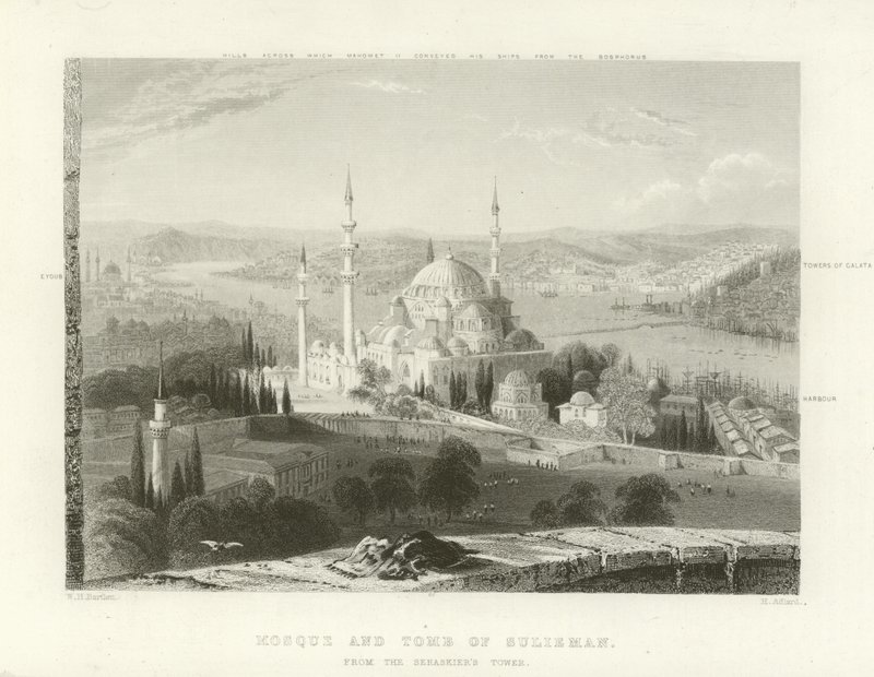 Meczet i grobowiec Sulejmana, Konstantynopol autorstwa William Henry Bartlett