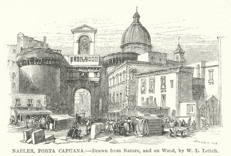 Neapol, Porta Capuana (grawerowanie) autorstwa William Leighton (after) Leitch