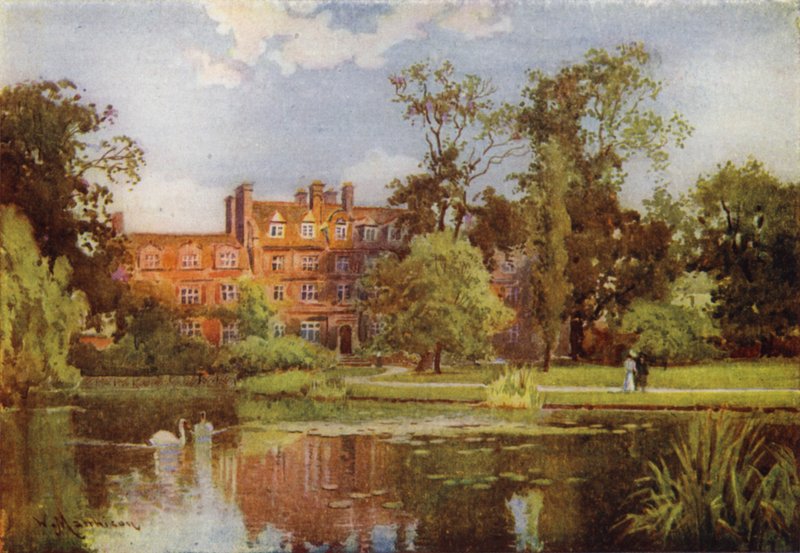 Jezioro i nowe budynki, Emmanuel College autorstwa William Matthison