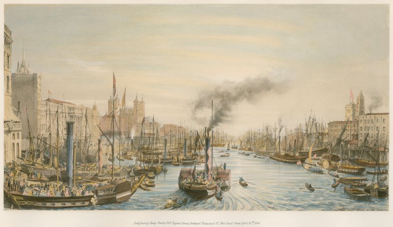 Basen, z London Bridge, rano autorstwa William Parrott