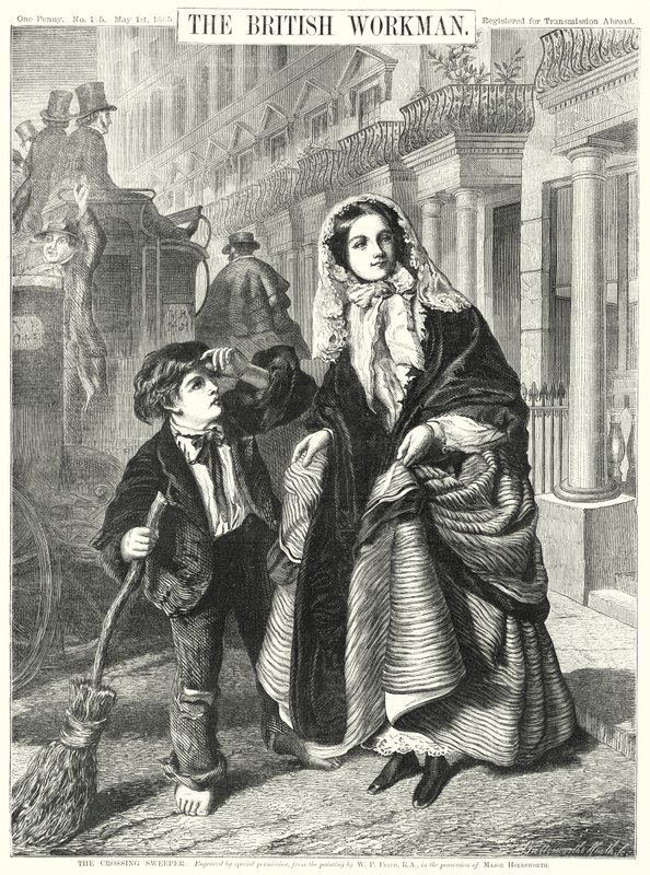The Crossing Sweeper (grawerunek) autorstwa William Powell (after) Frith