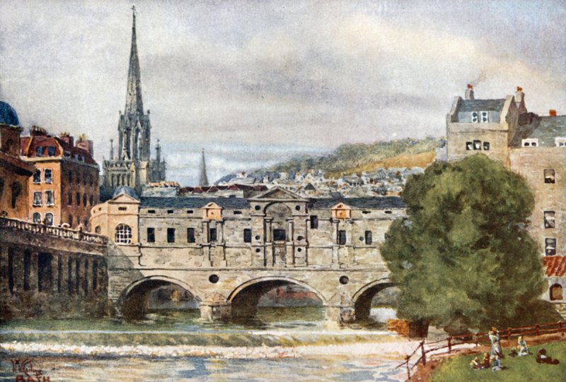 Kąpiel, Pulteney Bridge (kolor lito) autorstwa William Wiehe Collins