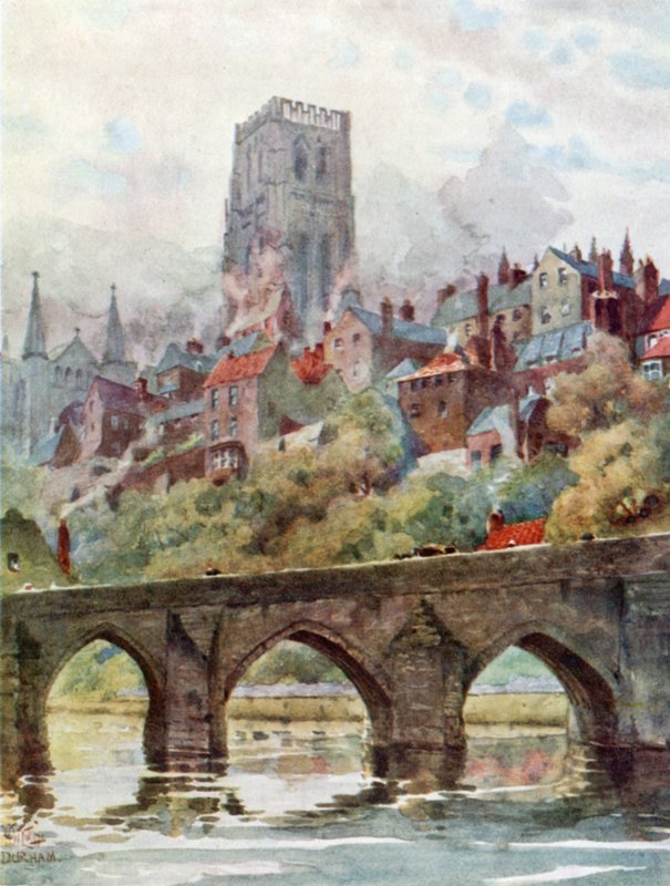 Durham, Elvet Bridge (kolor lito) autorstwa William Wiehe Collins