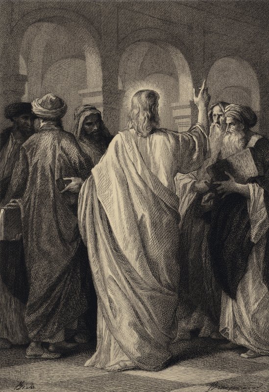 Jezus rozmawia z lekarzami autorstwa after Albert Robida
