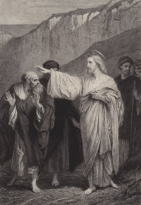 Jezus powierza Piotrowi swoją szarżę autorstwa after Albert Robida