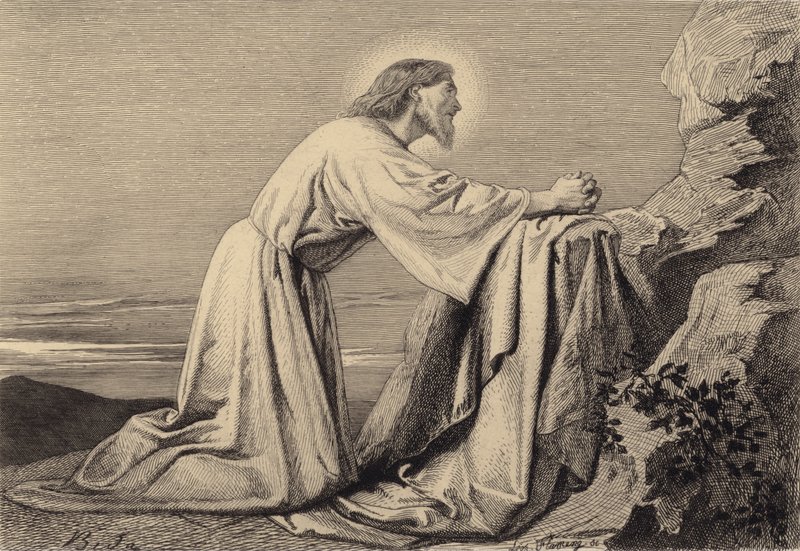 Jezus modli się autorstwa after Albert Robida