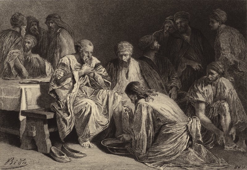 Jezus myje stopy uczniom autorstwa after Albert Robida