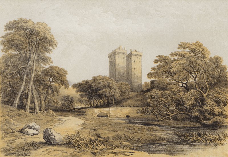 Zamek Borthwick (chromolitho) autorstwa after George Cattermole